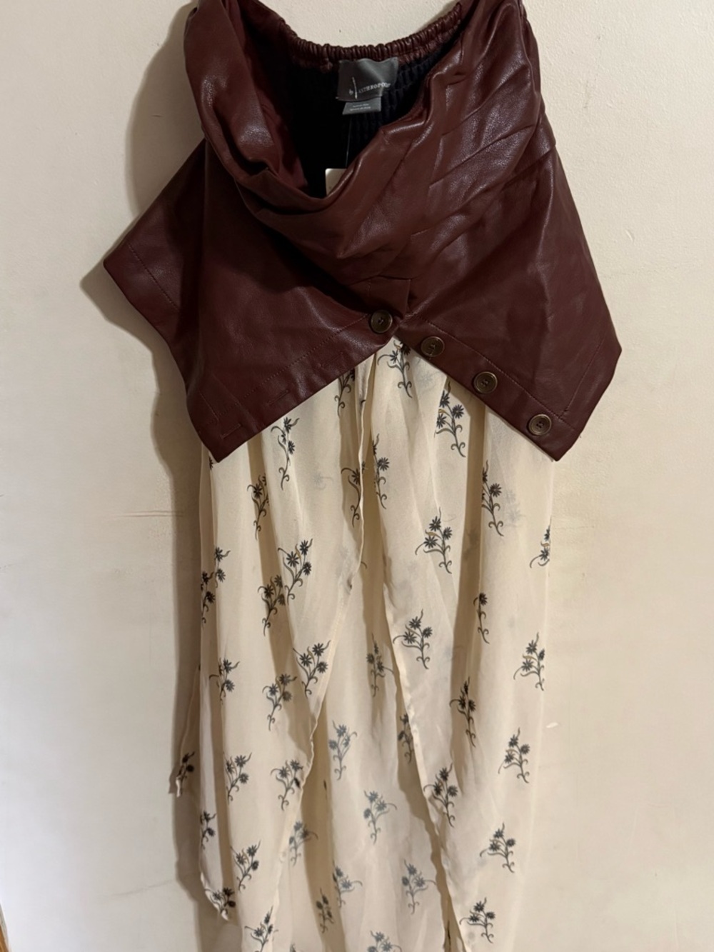 NEW by Anthropologie Strapless Faux Leather Corset Layered Top Size Small